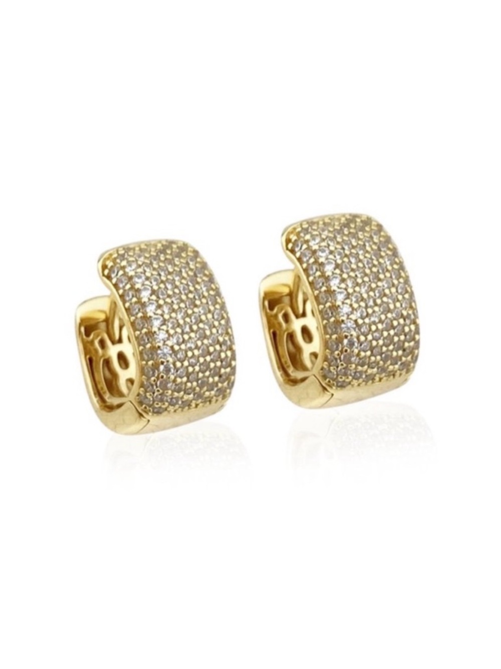 14k Gold Plated Hoops Pave Earrings Dainty Water Resistant Minimalist Jewelry
